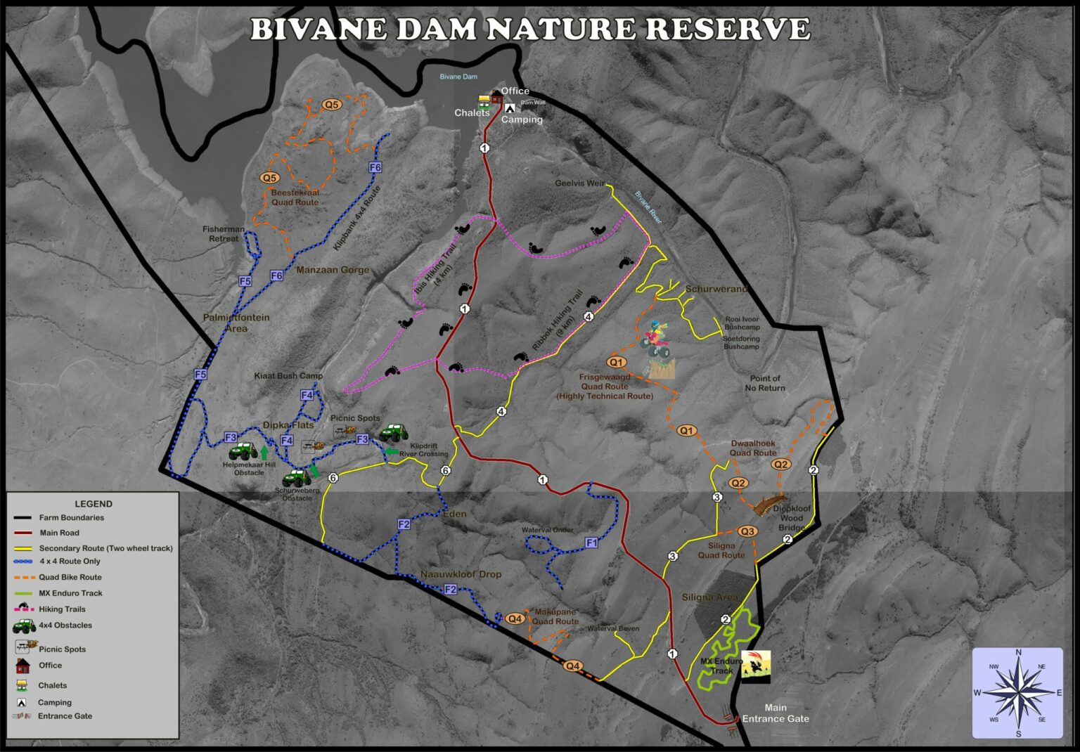 Bivane Dam Route Map - Bivane Dam